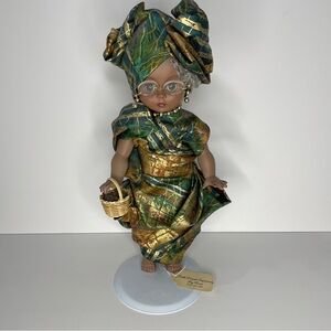 Vintage Ngozi Blessing Black Doll Nigeria 15” Dressed By Doris Traditional Dress